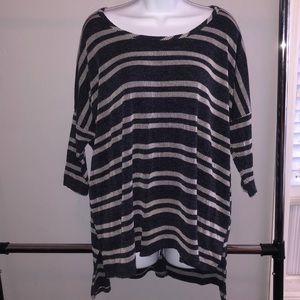 Navy White Stripe Ribbed Top